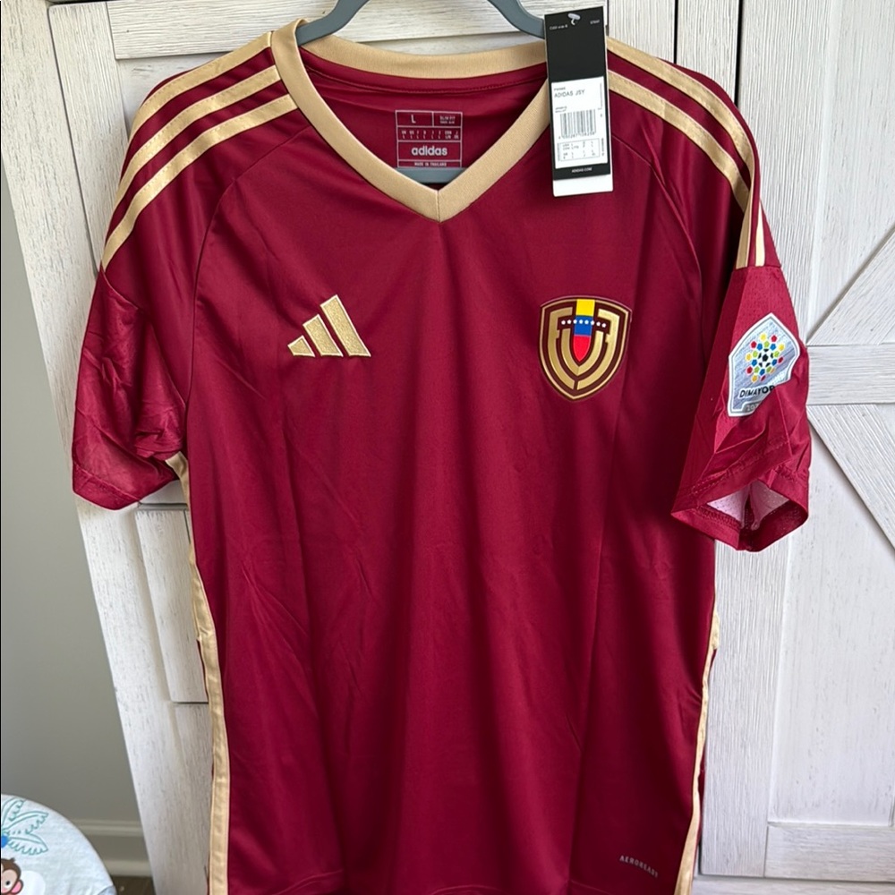 Adidas Burgundy and Beige Soccer Jersey